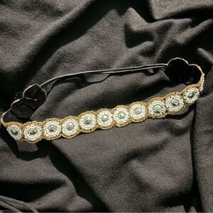 Elegant Gold, Silver and White Beaded Headband